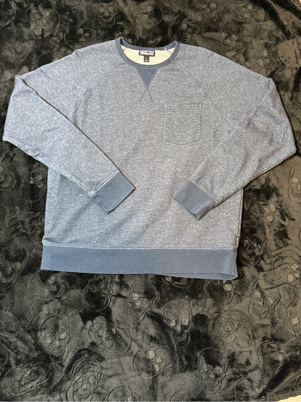 Patagonia Mahnya Fleece Crewneck L Blue Organic Cotton Gorpcore Sweatshirt